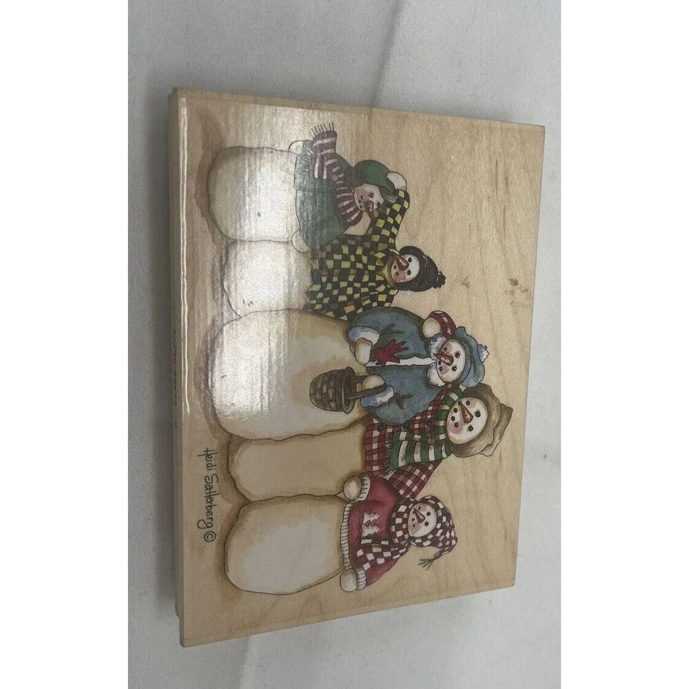 Heidi Satterberg Snowman Family Rubber Stamp 80244 3.5” X 5” Winter Christmas